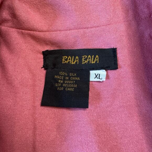 Bala Bala Womens 100% Silk Blazer Pink Eyelet Flower Sequin Embroidered Women XL - Picture 2 of 5